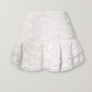 LOVESHACKFANCY Moe Lace Cotton Ruffle Skirt
